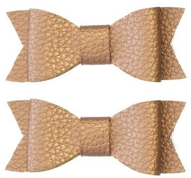 Baby Bling Leather Bow Tie Clip Set - Copper, Baby Bling, Alligator Clip, Alligator Clip Hair Bow, Baby Bling, Baby Bling Bows, Baby Bling Copper Leather Bow Tie Clip Set, Baby Bling Hair Bow