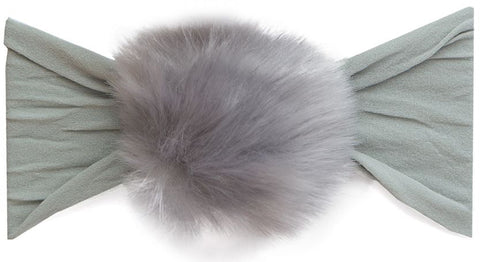 Baby Bling Fur Pom Headband-Grey, Baby Bling, Baby Bling, Baby Bling Bows, Baby Bling Fur Pom Headband, Baby Bling Headband, Baby Bling Headbands, Baby Bling Rabbit Fur, Baby Bling Rabbit Fur