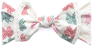 Baby Bling Holiday Bow Lace Trimmed Printed Knot Headband, Baby Bling, All Things Holiday, Baby Bling, Baby Bling Bows, Baby Bling Christmas, Baby bling Christmas Headband, Baby Bling Headban