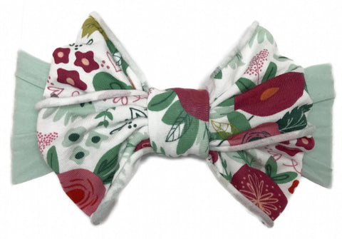 Baby Bling Seafoam Floral Jersey Bow Headband Basically Bows