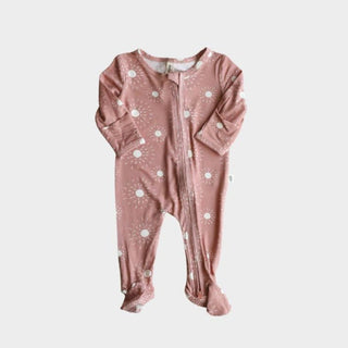 Babysprouts Footie Romper with Zipper in Rose Sunburst, Babysprouts, Baby Sprouts, Babysprouts, Babysprouts Footie, Babysprouts Footie Romper with Zipper, Bamboo, Bamboo Footie, cf-size-3-6-m