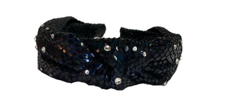 Bari Lynn Black Snakeskin Knot Headband with Swarovksi Crystals, Bari Lynn, Bari Lynn, Bari Lynn Black Snakeskin Knot Headband, Bari Lynn Black Snakeskin Knot Headband with Swarovksi Crystals