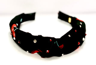 Bari Lynn Cherries Printed Twist Knot Headband with Crystals, Bari Lynn, Bari Lynn, Bari Lynn Headband, Bari Lynn Headbands, Bari Lynn Twist Knot Headband with Crystall, Bari Lynn Twist Knot 