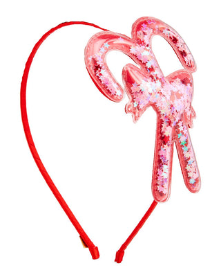 Bari Lynn Candy Canes Confetti Holiday Headband with festive red and white candy cane design and colorful confetti accents.