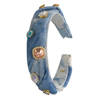 Bari Lynn Denim Headband with Jewels, Bari Lynn, Bari Lynn, Bari Lynn Denim Headband with Jewels, Bari Lynn Headband, Bari Lynn Headbands, Denim Headband, Headband with Jewels, Headband - Bas