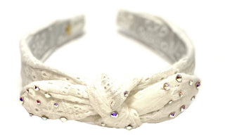 Bari Lynn Eyelet Twist Knot Headband with Crystals - White, Bari Lynn, Bari Lynn, Bari Lynn Eyelet Twist Knot Headband with Crystals, Bari Lynn Eyelet Twist Knot Headband with Crystals - Whit
