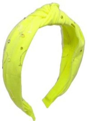 Bari Lynn Shimmer Smile Knot Headband with Crystals - Neon Yellow, Bari Lynn, Bari Lynn, Bari Lynn Headband, Bari Lynn Headbands, Bari Lynn Smile, Bari Lynn Smiley, Bari Lynn Swarovski Crysta