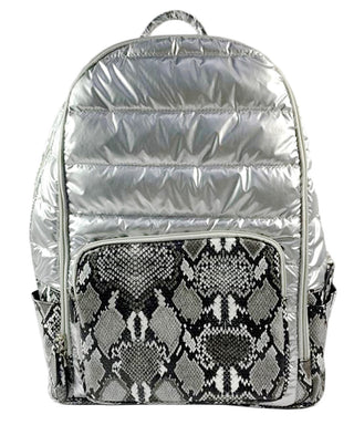Bari Lynn Silver Snake Print Puffer Backpack, Bari Lynn, Back Pack, Back to School, Backpack, Backpacks, Bari Lynn, Bari Lynn Back Pack, Bari Lynn Backpack, Bari Lynn Backpacks, Bari Lynn Sil