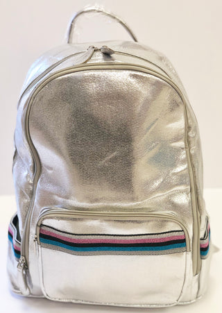 Bari Lynn Silver with Taping Backpack, Bari Lynn, Back Pack, Back to School, Bari Lynn, Bari Lynn Back Pack, Bari Lynn Silver Backpack, Bari Lynn Silver with Taping Backpack, Bari Lynn Silver