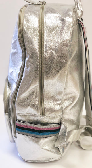 Bari Lynn Silver with Taping Backpack, Bari Lynn, Back Pack, Back to School, Bari Lynn, Bari Lynn Back Pack, Bari Lynn Silver Backpack, Bari Lynn Silver with Taping Backpack, Bari Lynn Silver