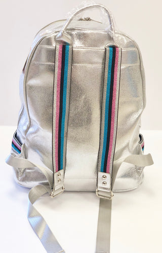 Bari Lynn Silver with Taping Backpack, Bari Lynn, Back Pack, Back to School, Bari Lynn, Bari Lynn Back Pack, Bari Lynn Silver Backpack, Bari Lynn Silver with Taping Backpack, Bari Lynn Silver