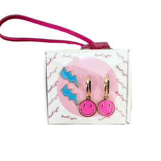 Bari Lynn Sterling Silver Earring Set - Pink Smiley, Bari Lynn, Bari Lynn, Bari Lynn Earrings, Bari Lynn Sterling Silver Earring Set, Heart, Smiley Face, Sterling Silver Earrings, Earrings - 