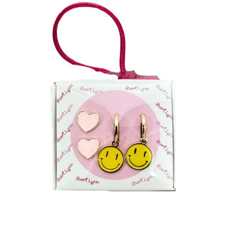 Bari Lynn Sterling Silver Earring Set - Yellow Smiley, Bari Lynn, Bari Lynn, Bari Lynn Earrings, Bari Lynn Sterling Silver Earring Set, Heart, Smiley Face, Sterling Silver Earrings, Earrings 