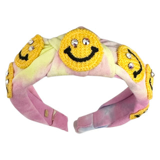 Bari Lynn Tie Dye Smiley Face Patch Knot Headband with Crystals - Rainbow, Bari Lynn, Bari Lynn, Bari Lynn Headband, Bari Lynn Headbands, Bari Lynn Tie Dye Smiley Face Patch Knot Headband wit