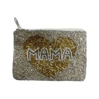 Beaded Mama Heart Zipper Pouch, Basically Bows & Bowties, Beaded Coin Purse, Mama, Stocking Stuffer, Stocking Stuffers, Zipper Pouch, Coin Purse - Basically Bows & Bowties