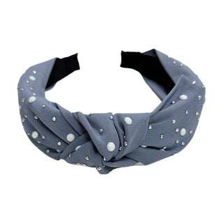 Basically Bows & Bowties stud and pearl knot headband with a fabric knot and decorative studs, ideal for stylish hair accessories.