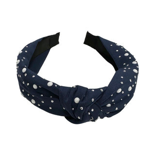 Basically Bows & Bowties stud and pearl knot headband featuring a stylish fabric headband with decorative pearl accents.