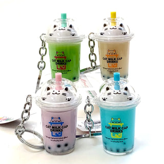 bcmini Cat Boba Tea Charm Keyring, BCMINI, bcmini, Boba Tea, Cat, Keychain, Stocking Stuffer, Stocking Stuffers, Keychain - Basically Bows & Bowties