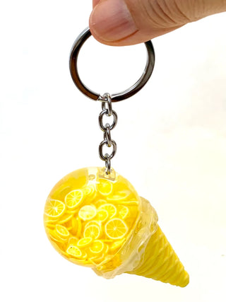 bcmini Floating Fruit Ice Cream Charm Keyring, BCMINI, bcmini, cf-type-keychain, cf-vendor-bcmini, ice cream, ice cream cone, Keychain, Stocking Stuffer, Stocking Stuffers, Keychain - Basical