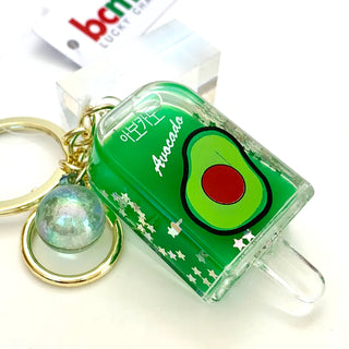 Colorful BCmini Ice Pop Fruits charm keyring with vibrant fruit designs on a metal keychain.