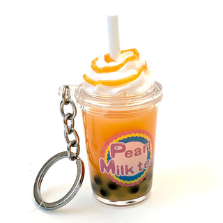 bcmini Pearl Milk Tea Sprinkle Charm Keyring, BCMINI, bcmini, Boba Tea, Keychain, Pearl Milk Tea Sprinkle, Stocking Stuffer, Stocking Stuffers, Keychain - Basically Bows & Bowties
