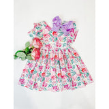 Mila & Rose Watercolor Blooms S/S Ruffle Twirl Dress, Mila & Rose, cf-size-2t, cf-type-dress, cf-vendor-mila-&-rose, CM22, Dress, Easter, Easter Dress, Mila & Rose, Mila & Rose Bunny, Mila & 