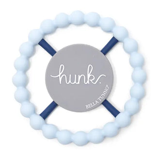Bella Tunno Hunk Happy Teether for babies, soft silicone material with colorful design, easy to grip and soothe teething gums.