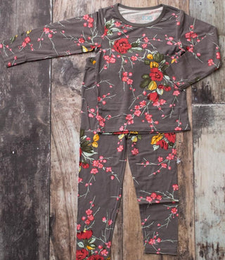 Bestaroo Charcoal Cherry Blossoms 2pc Pajama Set, Bestaroo, Bestaroo, Bestaroo 2pc Pajama Set, Bestaroo Charcoal Cherry Blossoms, Bestaroo Charcoal Cherry Blossoms 2pc Pajama Set, Bestaroo Pa