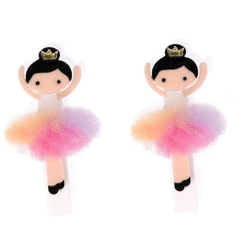 Lilies & Roses Ballerina Clip Set - Dark Hair w/Rainbow, Lilies & Roses, Acryliic, Ballerina Clip Set, cf-type-clip-set, cf-vendor-lilies-&-roses, Lilie & Roses, Lilies and Roses, Lillie & Ro