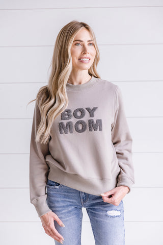 Le La Lo Boy Mom Chenille Sweatshirt, LE LA LO, Boy Mama, Boy Mom Chenille Sweatshirt, cf-size-medium, cf-size-xlarge, cf-type-shirts-&-tops, cf-vendor-le-la-lo, LE LA LO, Matching Mommy and 