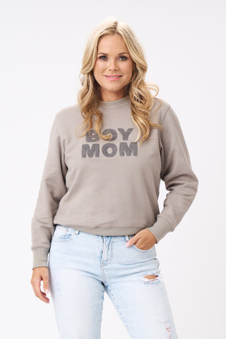 Le La Lo Boy Mom Chenille Sweatshirt, LE LA LO, Boy Mama, Boy Mom Chenille Sweatshirt, cf-size-medium, cf-size-xlarge, cf-type-shirts-&-tops, cf-vendor-le-la-lo, LE LA LO, Matching Mommy and 