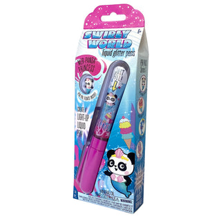 Bright Stripes Swirly World Liquid Wand Pen featuring a mermaid panda princess design with colorful swirls and intricate details.