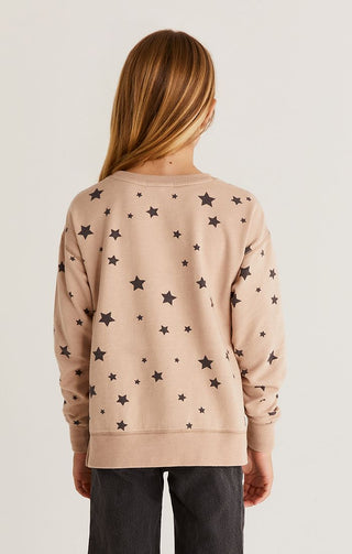 Z Supply Girls Star Modern Weekender - Frappe, Z Supply, cf-size-small-7-8, cf-type-pullover, cf-vendor-z-supply, CM22, JAN23, Stars Pullover, Top, Tween Girl, tween girls, Tween Girls Clothi