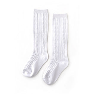 Little Stocking Co Knee High Socks - White, Little Stocking Co, Cable Knit Knee High, Cable Knit Knee High Socks, cf-size-4-6y, cf-size-6-18-months, cf-type-knee-high-socks, cf-vendor-little-