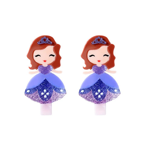 Lilies & Roses Cute Doll Clip Set - Princess with Purple Dress, Lilies & Roses, Acryliic, cf-type-clip-set, cf-vendor-lilies-&-roses, Lilie & Roses, Lilies and Roses, Lillie & Roses, Lillie a