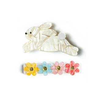 Lilies & Roses Hop Bunny Alligator Clip Set - Pearlized Gold, Lilies & Roses, cf-type-hair-claws-&-clips, cf-vendor-lilies-&-roses, Clip Set, Clippie, Clippie Set, Easter, Easter Basket Ideas