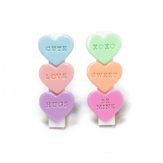 Lilies & Roses Multi Candy Hearts Alligator Clip Set, Lilies & Roses, Acryliic, cf-type-clip-set, cf-vendor-lilies-&-roses, Conversation Hearts, ice cream, Lilie & Roses, Lilies & Roses Multi