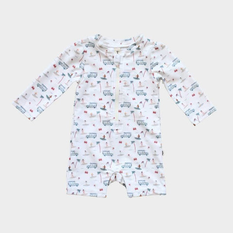 Babysprouts Rashguard in Surf, Babysprouts, Babysprouts, Babysprouts Rashguard, Long Sleeve rashguard, One Piece Rashguard, Rashguard, SS23, Surf Print, Rashguard - Basically Bows & Bowties