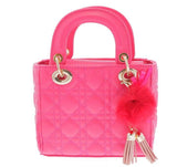 Doe A Dear Fuchsia Top Handle Bag with Gold Chained Fur Ball Handbag, Doe a Dear, Accessory, cf-type-handbag, cf-vendor-doe-a-dear, Doe a Dear, Doe a Dear Fuchis, Doe A Dear Fuchsia Top Handl