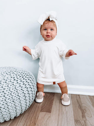Little Bipsy Oversized Bamboo Tee - White, Little Bipsy Collection, Bamboo Tee, Black, cf-size-3-6-months, cf-type-tee, cf-vendor-little-bipsy-collection, LBSS23, Little Bipsy, Little Bipsy O