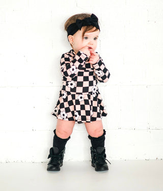 Dream Big Little Co Retro Daisy Checks Dream Onesie Dress, Dream Big Little Co, cf-size-12-18-months, cf-type-dresses, cf-vendor-dream-big-little-co, DBLC, Dream Big Little Co, Dream Big Litt