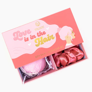 Musee Love Is In The Hair Bath Balm + Scrunchies Set, Musee, Bath Balm, Bath Bomb, cf-type-bath-bomb, cf-vendor-musee, Ethically sourced, Love Is In The Hair, Made in the USA, Musee, Musee Ba