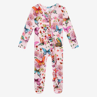 Posh Peanut Watercolor Butterfly Ruffled Zippered Footie, Posh Peanut, cf-size-newborn, cf-type-footie, cf-vendor-posh-peanut, Posh Peanut, Posh Peanut Footie, Posh Peanut Footie with Zipper,