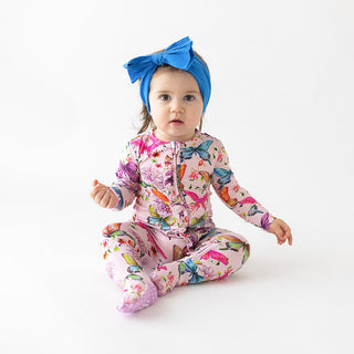 Posh Peanut Watercolor Butterfly Ruffled Zippered Footie, Posh Peanut, cf-size-newborn, cf-type-footie, cf-vendor-posh-peanut, Posh Peanut, Posh Peanut Footie, Posh Peanut Footie with Zipper,