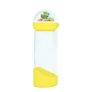 Cactus Glass Water Bottle - Yellow, Bewaltz, Bewaltz, Cactus, Cactus Water Bottle, cf-type-water-bottle, cf-vendor-bewaltz, Glass Water Bottle, Water Bottle, Water Bottle - Basically Bows & B