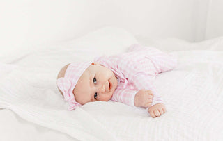 Lavender Bow Pink Gingham Classic Footie, Lavender Bow, cf-size-3-months, cf-type-footie, cf-vendor-lavender-bow, Footie, Footie with Zipper, Gender Neutral, Lavender Bow, Lavender Bow Footie