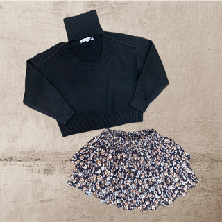 Central Park West Eve Floral Plisse Skirt - Black, Central Park West Kids, Central Park West Kids, Central Parke West, cf-size-large-12, cf-type-skirts, cf-vendor-central-park-west-kids, CM22