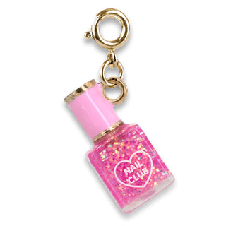Gold glitter nail polish charm from Charm It! in the charms and pendants collection, featuring a shiny, sparkly nail polish design.