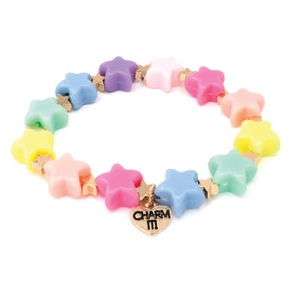 Charm It! Gold Pastel Star Stretch Bead Bracelet, Charm It!, Bracelet, cf-type-bracelets, cf-vendor-charm-it, Charm Bracelet, Charm It!, Charm It! Bracelet, Charm It! Gold Pastel Star Stretch