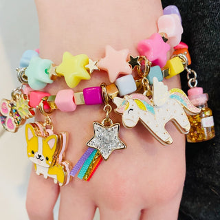 Charm It! Gold Pastel Star Stretch Bead Bracelet, Charm It!, Bracelet, cf-type-bracelets, cf-vendor-charm-it, Charm Bracelet, Charm It!, Charm It! Bracelet, Charm It! Gold Pastel Star Stretch